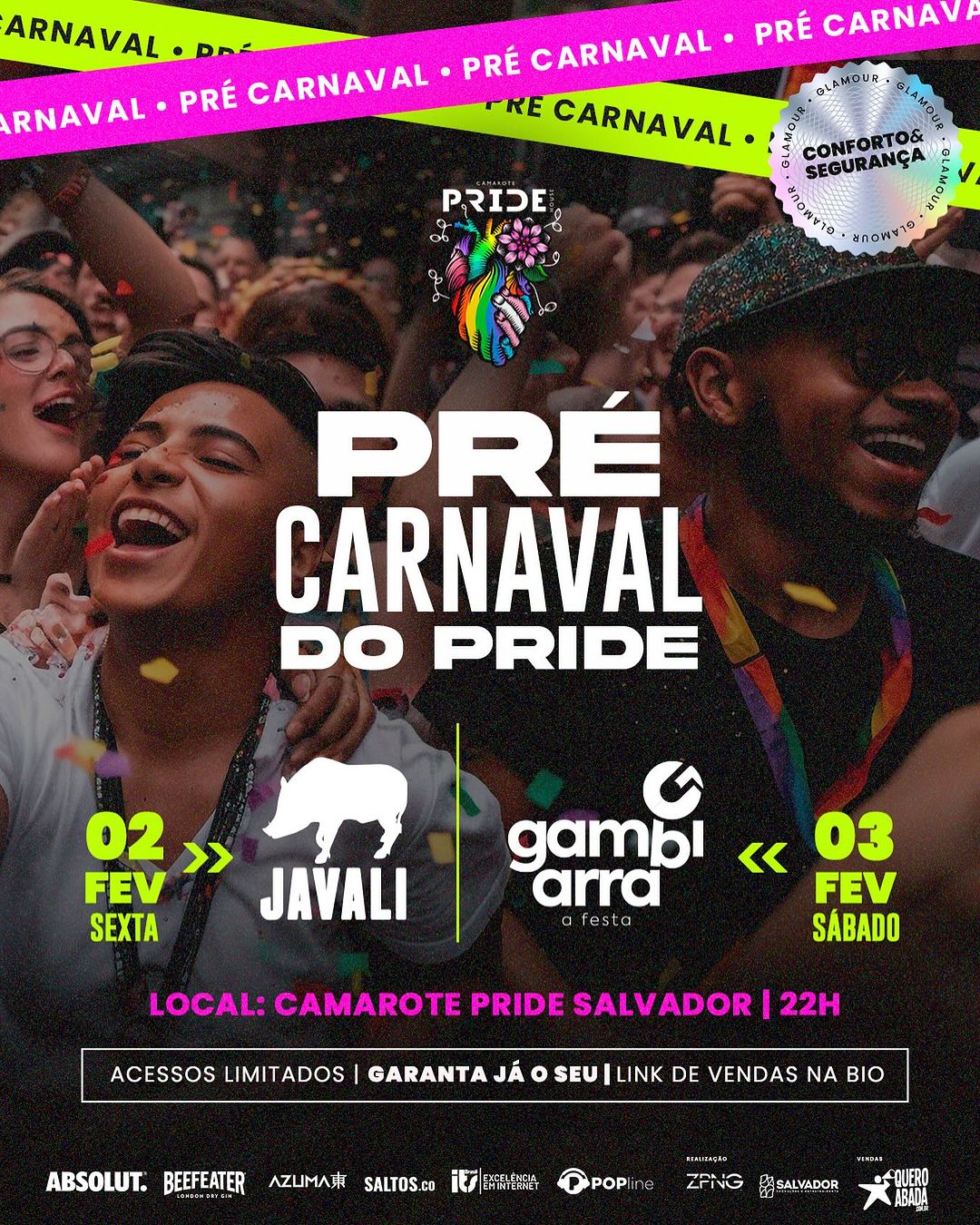 Camarote Pride leva as festas Javali e Gambiarra para animar o pré-Carnaval de Salvador